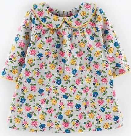 Mini Boden, 1669[^]34993055 Pretty Collar Jersey Baby Dress Light Grey Sprig