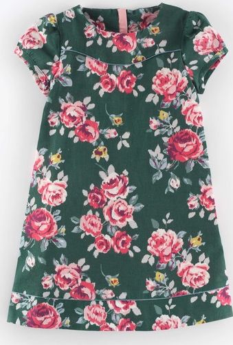 Mini Boden, 1669[^]34991000 Pretty Printed Dress Forest Green Painted Rose
