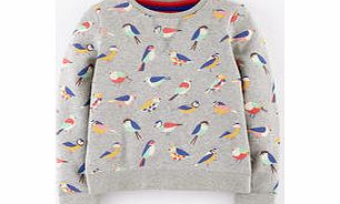 Mini Boden Printed Sweatshirt, Grey Marl Geo Birds,Rosy