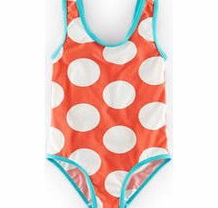 Mini Boden Printed Swimsuit, Hot Coral Big Spot,Multi Daisy