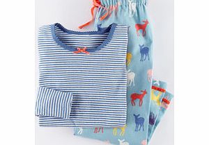 Mini Boden Pyjama Set, Dusty Blue Fawn,Soft Blue Lily,Coral
