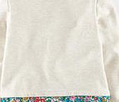 Mini Boden Ruffle Sweatshirt, Oatmeal Marl/Multi Spring