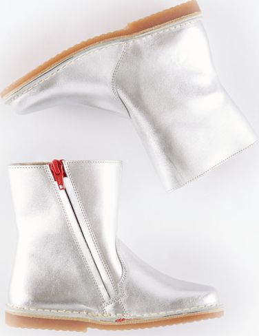 Mini Boden Short Leather Boots Silver Leather Mini Boden,