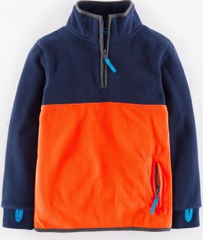 Mini Boden, 1669[^]34923565 Ski Fleece Cadet Blue/Techno Orange Mini Boden,