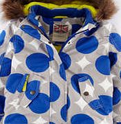 Mini Boden Snow Jacket, Bright Blue Sixties Daisy 34182006