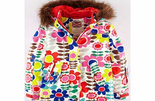 Mini Boden Snow Jacket, Bright Coral Daisy Field,Multi