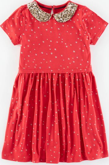 Mini Boden, 1669[^]35142512 Sparkle Jersey Dress Loganberry Party Star Mini