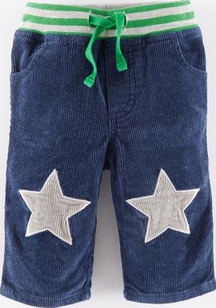 Mini Boden Star Patch Cord Trousers Utility Blue/Grey Stars