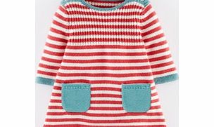 Mini Boden Stripy Knitted Dress, Rosy Pink/Ecru,Grey