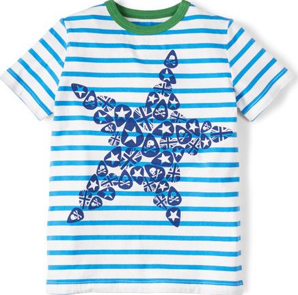 Mini Boden, 1669[^]34746420 Stripy Symbol T-shirt Blue Mini Boden, Blue
