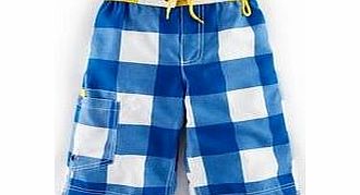 Mini Boden Surf Shorts, Blue,Hawaiian Print,Red/Navy Star