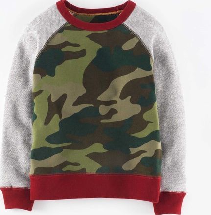 Mini Boden Sweatshirt Camouflage/Grey Marl Sleeve Mini