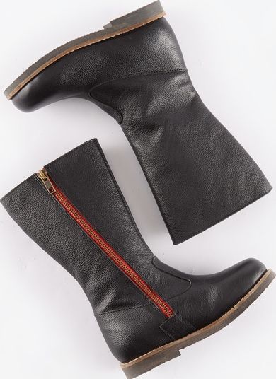 Mini Boden, 1669[^]34965103 Tall Leather Boots Black Leather Mini Boden,