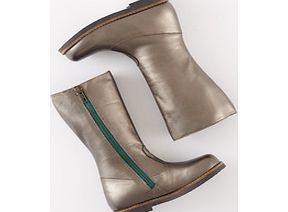 Mini Boden Tall Leather Boots, Silver