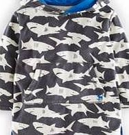 Mini Boden Towelling Throw-on, Grey/Ecru Giant Sharks