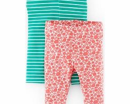 Mini Boden Twin Pack Leggings, Pink Ditsy/Soft Green