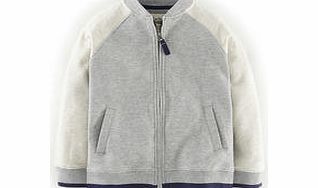 Mini Boden Zip Through Sweatshirt, Grey Marl/Oatmeal
