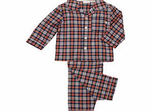 Boys 1-8y red cotton checked pyjamas