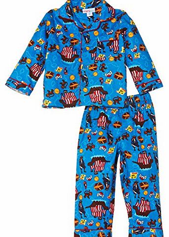 Mini ZZZ minizzz Boys Pirates Full Flannel Pyjama Set, Blue, 5 Years