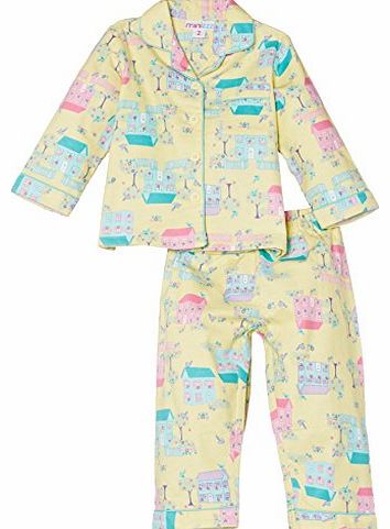 Mini ZZZ minizzz Girls Little House Full Flannel Pyjama Set, Yellow, 6 Years