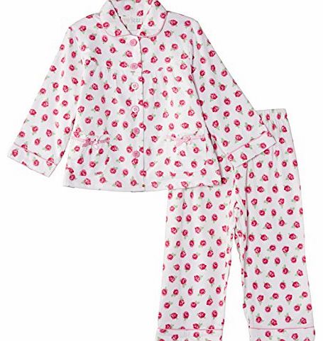 minizzz Girls Rose Flannel Pyjama Set, Multicoloured, 7 Years