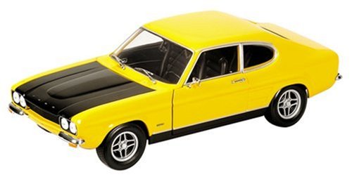 1/18 Scale Ready Made Die Cast - Ford Capri Rs 1970 Yellow/Black Bonnet