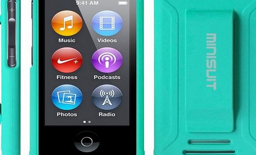 MiniSuit JAZZ Slim Shell Case with Belt Clip   Screen Guard for iPod Nano 7 (Rubberized Green)