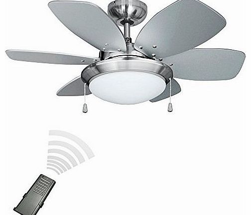 Chrome 30`` Modern Ceiling Fan with Light & Reversible Blades - Complete with Remote Control