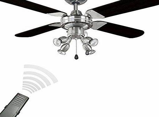 Chrome 42`` Modern Ceiling Fan with Spot Lights & Black/Silver Reversible Blades