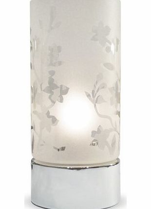 MiniSun Floral Design Glass / Polished Chrome Touch Table Lamp