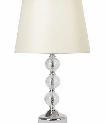 Large Modern Chrome amp; Crackle Glass Ball Touch Table Lamp with Cream Faux Silk Lampshade