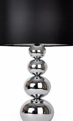 MiniSun Large Modern Chrome Stacked Balls Touch Table Lamp with Black Faux Silk Shade