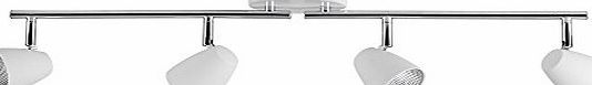 MiniSun Modern 4 Way 3.5w LED Straight Bar Ceiling Spotlight Fitting In A Matt White And Polished Chrome Finish