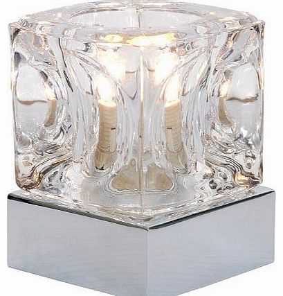 Modern Glass Ice Cube Touch Table Lamp with Chrome Base