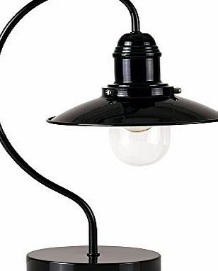 MiniSun Modern Gloss Black Metal and Glass Fishermans Vintage Style Lantern Bedside Touch Table Lamp