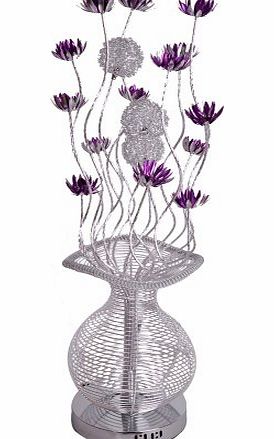 MiniSun Modern Silver amp; Purple Aluminium Metal Vase Flowers Design Floor Lamp