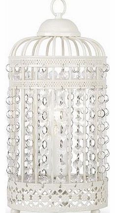 Ornate Metal Framed Birdcage Table Lamp in a Shabby Chic Finish