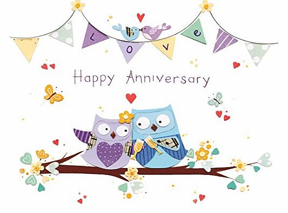 Owls on a Branch Anniversary Card - Happy Anniversary