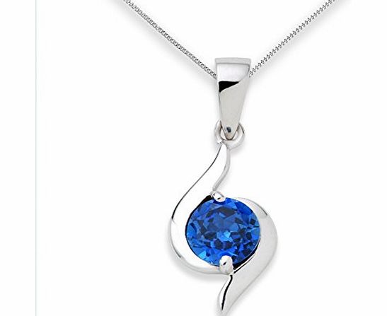 Sapphire Necklace, 9ct White Gold, Created Sapphire Pendant, 45cm Chain, UNI004P2W
