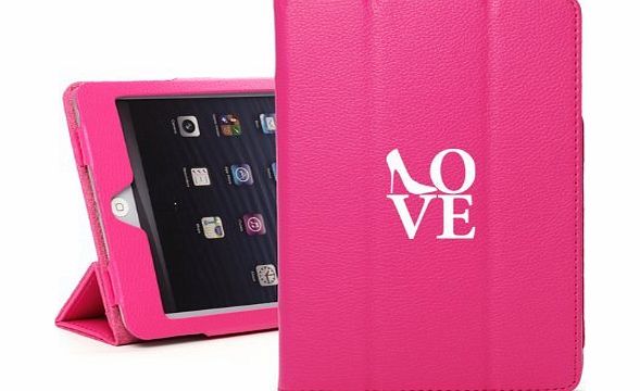 MIP Apple iPad Mini Hot Pink Faux Leather Magnetic Smart Case Cover LM1862 Love High Heel Shoes
