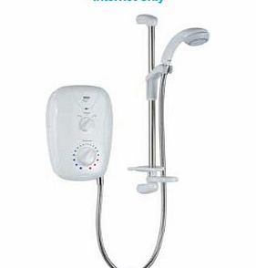 play 9.5kw electric shower in white/chrome panel
