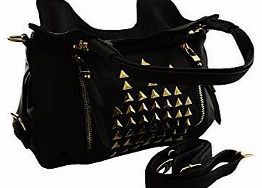 MISS K Womens Ladies Designer Leather Celebrity Tote Bag Miss K Shoulder Handbag (Black)