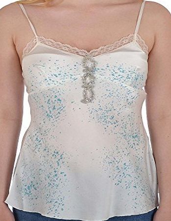 Miss Posh Womens Sleeveless Silk Paint Splash Effect Camisole Vest Top - White - S
