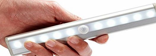 MissofSweet Portable 10 LED Wireless Motion Sensing Closet Night Light For Attics, Hallway, Washroom,Stairs Attics Step Light Bar DIY Stick-on Anywhere with Magnetic Strip- Silver