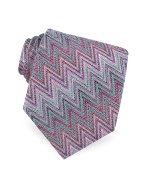 Missoni Rose Zig Zag Lines Woven Silk Tie