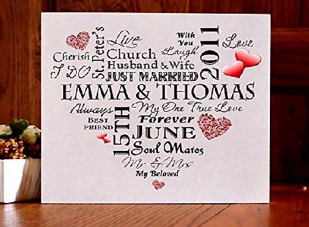 Personalised Wedding Typography Wooden Plaque Sign Keepsake Unique Gift W21
