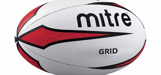 Mitre Grid Rugby Training Ball - White - 4
