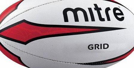 Mitre Grid Training Rugby Ball White Size 5
