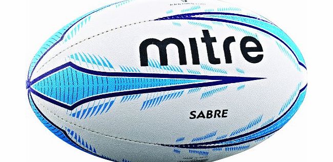 Mitre Sabre Rugby Training Ball - White/Cyan - 4