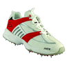 Colour White/Red Full Spike  This quality cricket shoe has an upper made from soft PU coated synthet